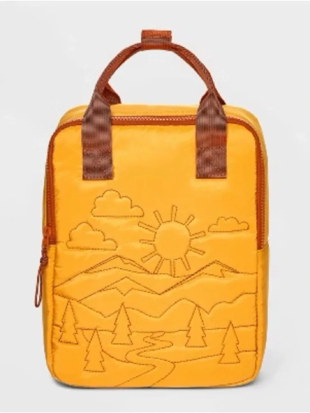 Cat & Jack Yellow Quilted Preschool Backpack with Brown Trim